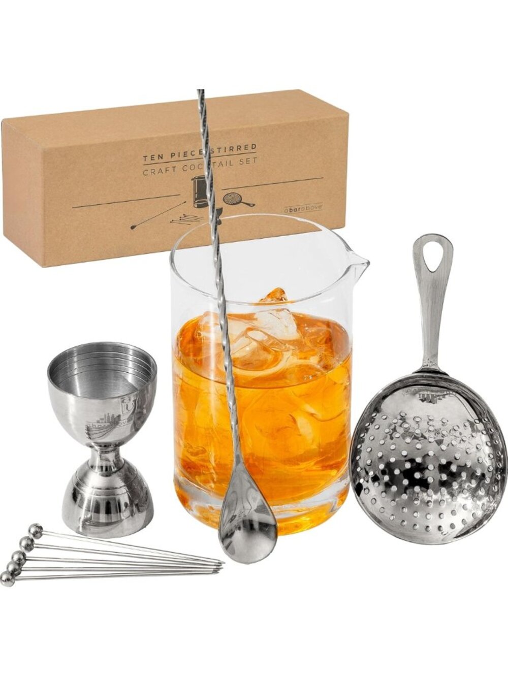 Classic 10-Piece Lead-Free Cocktail Mixing Glass Set for Home Bartending